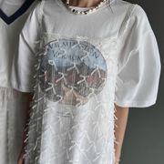 トップス　キャミソールワンピース　Tシャツ　レディース　リボン　韓国ファッション　バレエコア