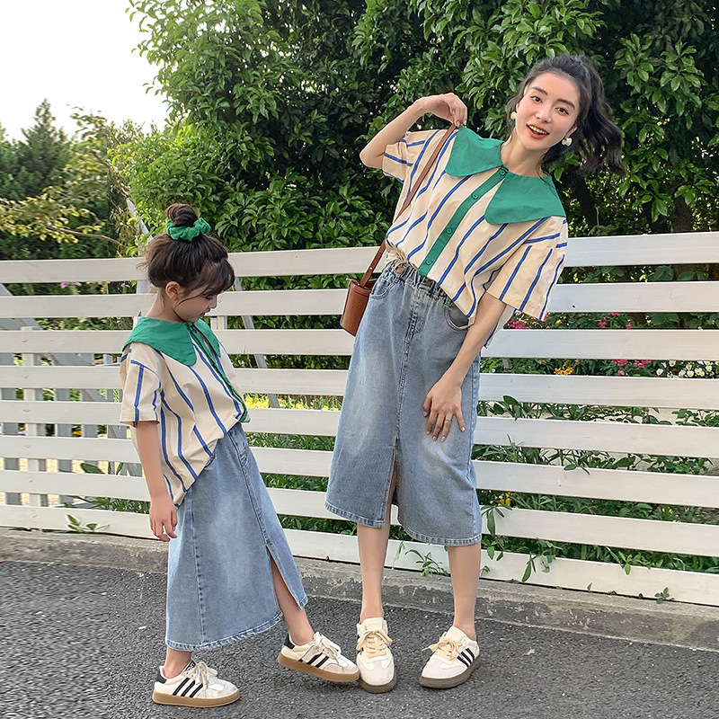 2024年夏新作☆子供服☆スカート セットアップ シャツ 親子服