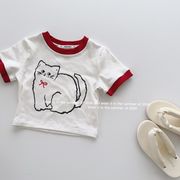 子供服　90~140cm　キッズTシャツ　猫T　ラウンドネック　韓国キッズ服