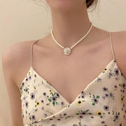 真珠のネックレス 椿ネックレス 女性用チェーン鎖骨チェーン 2024新作 レディースアクセサリー