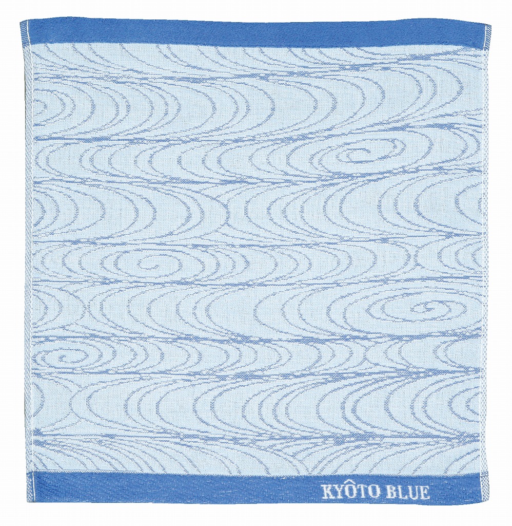 【新登場!安心の日本製!青色が美しい!KYOTO BLUE!無撚糸六重ガーゼタオルハンカチ】流水