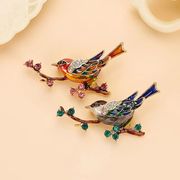かわいい 鳥のブローチ ファッション 釉薬コサージュ