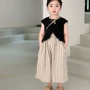 2024新作 韓国風  ベビー服  子供服  女の子  袖なしトップス+ズボン  分けて販売  80-140cm