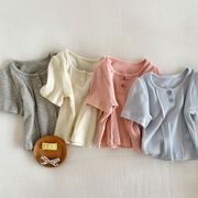 キッズ服     韓国風子供服    シャツ   半袖ニット    4色