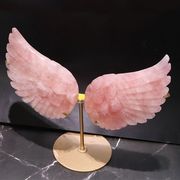 置物　ローズクォーツ　天使の羽　マダガスカル産　台付き　守護　愛　癒し　恋愛　美しさ　パワーストーン
