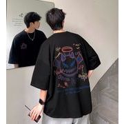 2022春夏新作 メンズ 男 カジュアル 半袖 丸首 プリント トップス Tシャツ インナー 3色 M-5XL