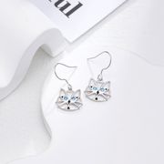 S925ピアス 猫のピアス   おしゃれなジルコンピアス  猫雑貨  韓国ファッション     レディースピアス