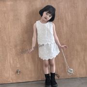 2024夏新作  ベビー服 韓国風子供服  女の子袖なし トップス +スカート枚2点セット 120cm-150cm