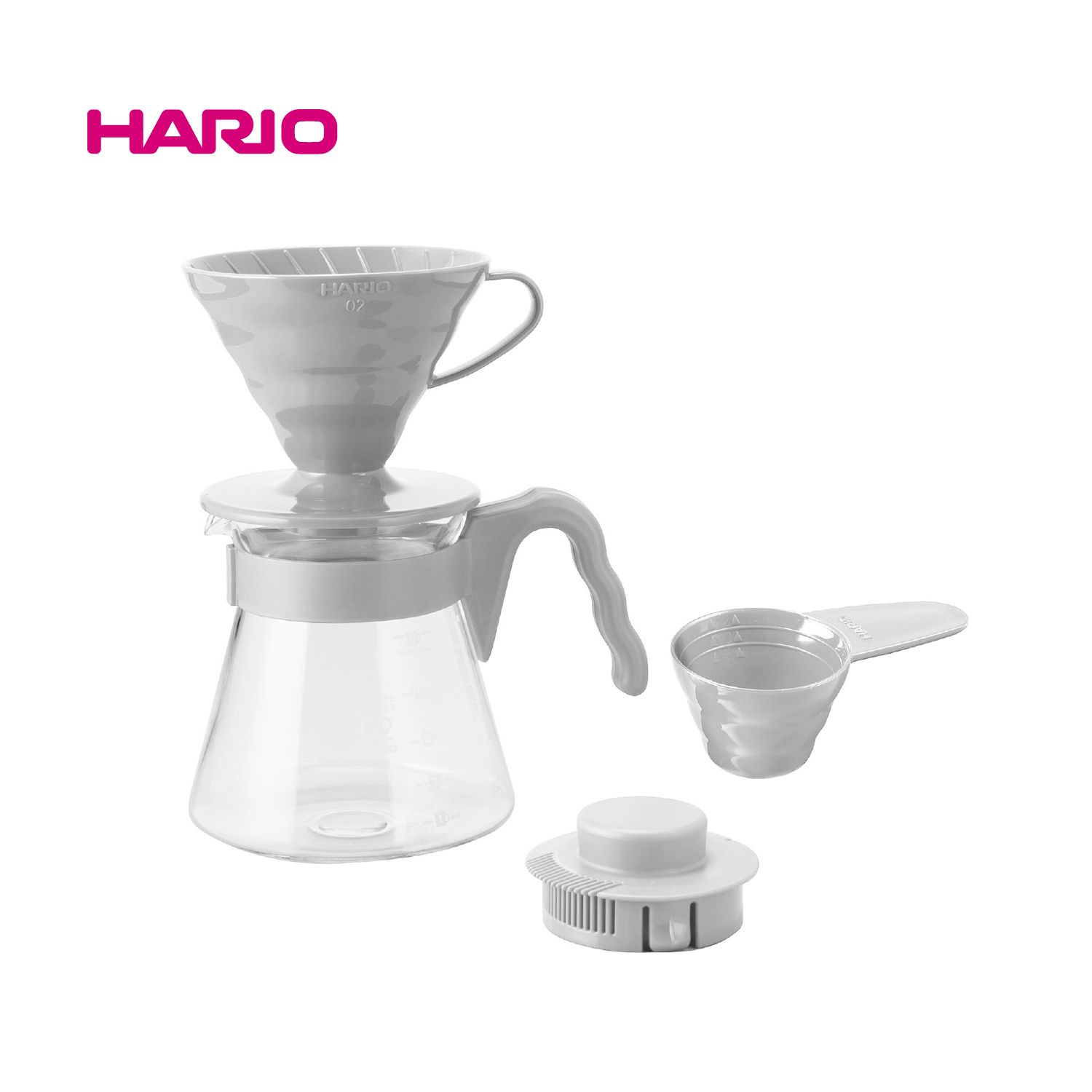 『HARIO』V60コーヒーサーバー02セット　VCSD-02-PGR　ペールグレー　HARIO(ハリオ)