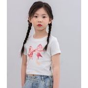 2024新作★夏の女の子用Tシャツ★フライングスリーブTシャツ★韓国の子供服