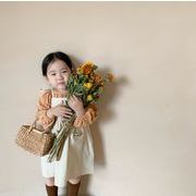 春秋 子供服 　セットアップ　トップス　キャミセルワンピース　2点セット森ガール刺繍 キッズ服