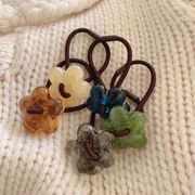 5色 お花のヘアゴム 清新でシンプルな雰囲気のヘアロープ  弾力のある牛皮筋の髪飾り ヘアアクセサリー