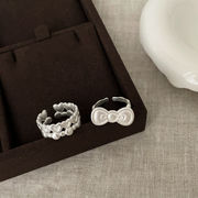 ハート指輪　リボンリング　デザイン　アクセサリー　レディース　INS　韓国ファッション