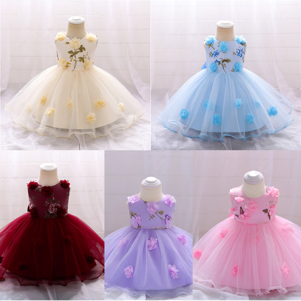 ピアノ発表会ドレス ピアノ発表会用ドレス 花飾り付き 結婚式 誕生日 5色展開