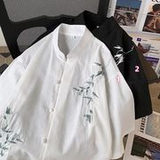 春夏新作 メンズ 男 トップス 半袖 刺繍 シャツ ブラウス コート アウター カーディガン M-3XL