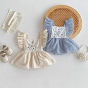 ★Baby★　ベビー服　66~100cm　ベビーワンピース　フリル袖　韓国キッズ服