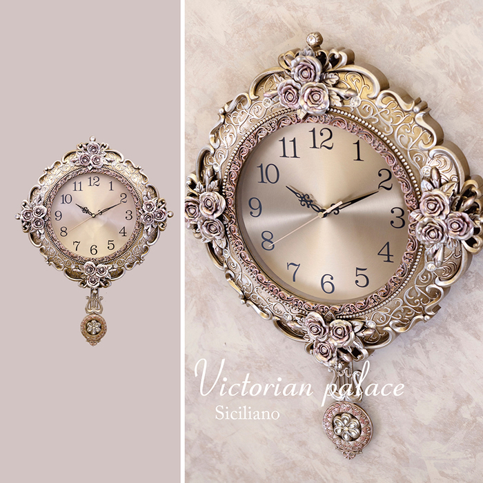 【無音連続秒針付】ビクトリアンパレス ペンデュラム ウォールクロック シチリアーノGD★