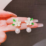 S925ポスト ピアス ハンドメイド  ピアス パールお花ピアス キャッチ ピアス イヤリング 2024新作
