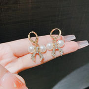S925ポスト ピアス リボンパール ハンドメイド ピアス　ピアス キャッチ ピアス イヤリング 2024新作