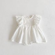 [66-100cm]  女の子 フリル肩ロンパース  オールインワン ワンピース風 ベビー キッズ 子供服