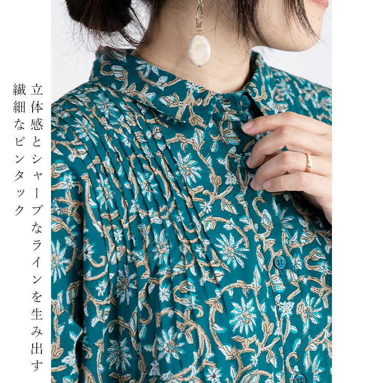 【在庫有】綿100％ボタニカル柄ブラウス　[綿100% 女性用 五分袖ブラウス]###2108 楽天市場】大きいサイズ レディース トップス | 綿100％ 綿