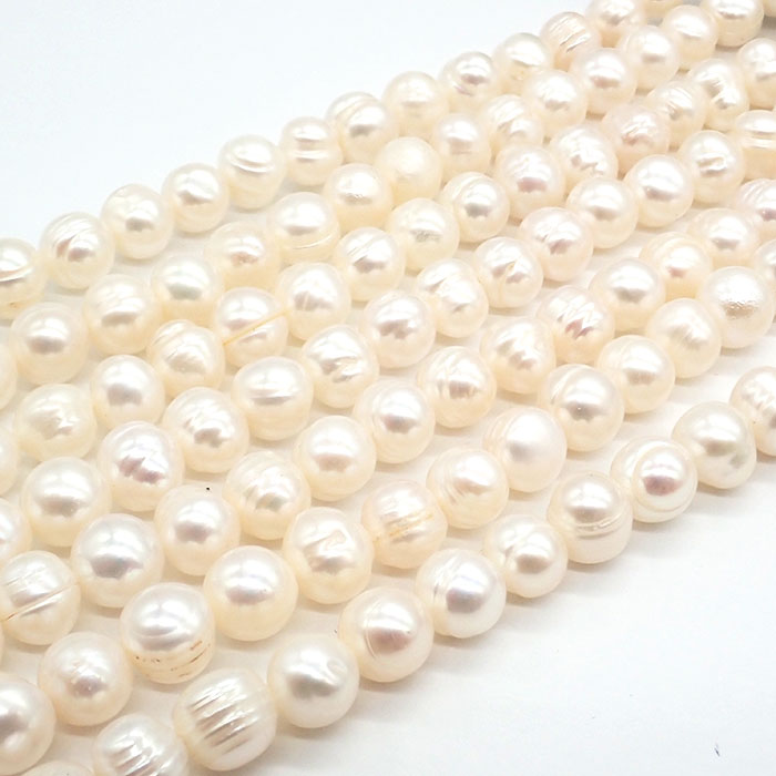 【177. 淡水パール ビーズ  ポテト型 サークル 約6.5mm】 1連  売り 国内発送  淡水真珠  高品質 バロック