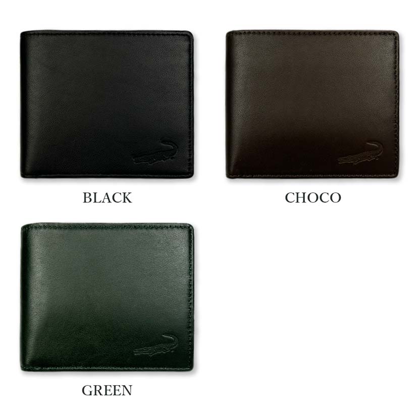 クロコダイル)Crocodile 羊革 二つ折り財布 BOX型小銭入れタイプ