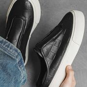 シューズ スニーカー スリッポン PU フェイクレザー ローカット 靴 メンズシューズ