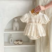 ★BaBy★　ベビーロンパース　66~90cm　レースパフスリーブ　韓国ベビー服