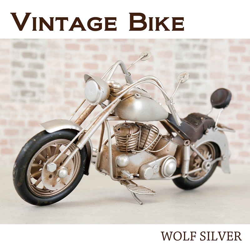 ビンテージカー レッドバイク モーターサイクル  シルバーWOLF★