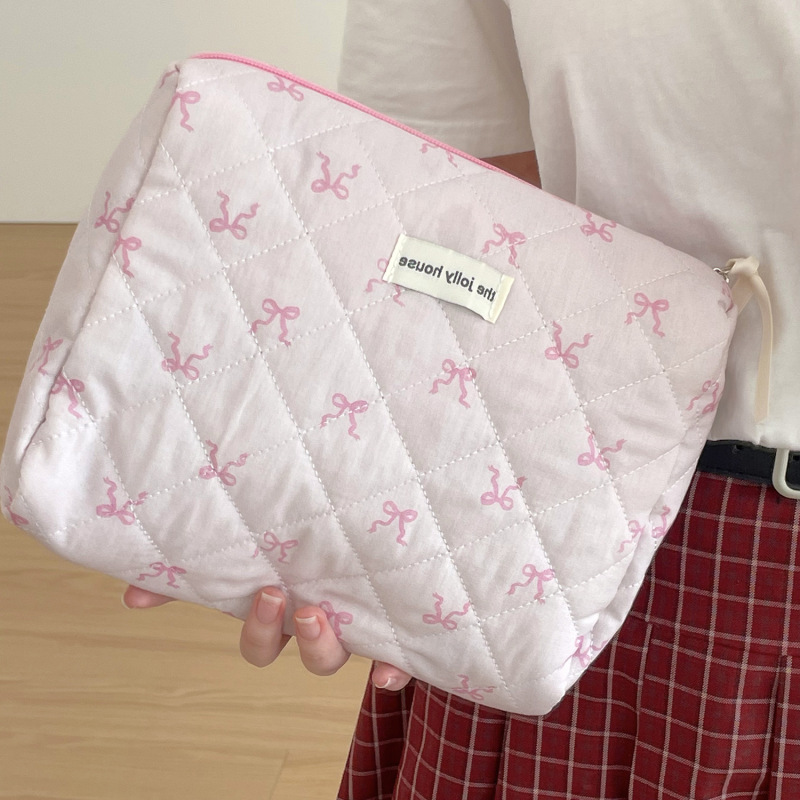 ins 韓国 刺繍 小物収納ポーチ 可愛い 収納バッグ 高級感E a1207 リボン収納ポーチ 化粧バッグ INS 小物収納 韓国ファッション