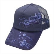 刺繍メッシュキャップ モノトーン龍虎Ａ ネイビー　帽子/和柄/夏/日除け