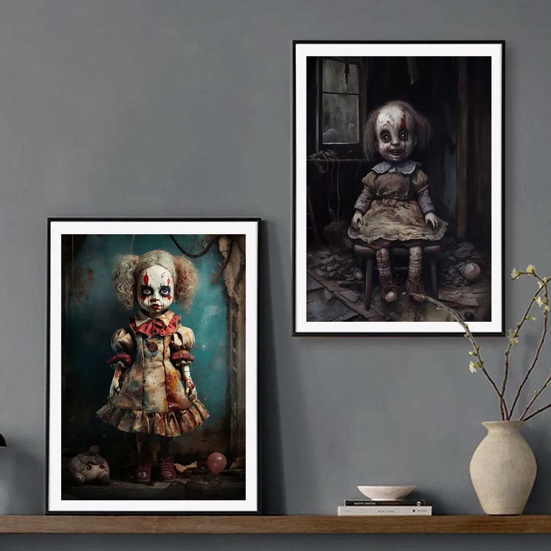 ポスター ハロウィン オシャレ 人形 少女 可愛い ホラー シンプル 
