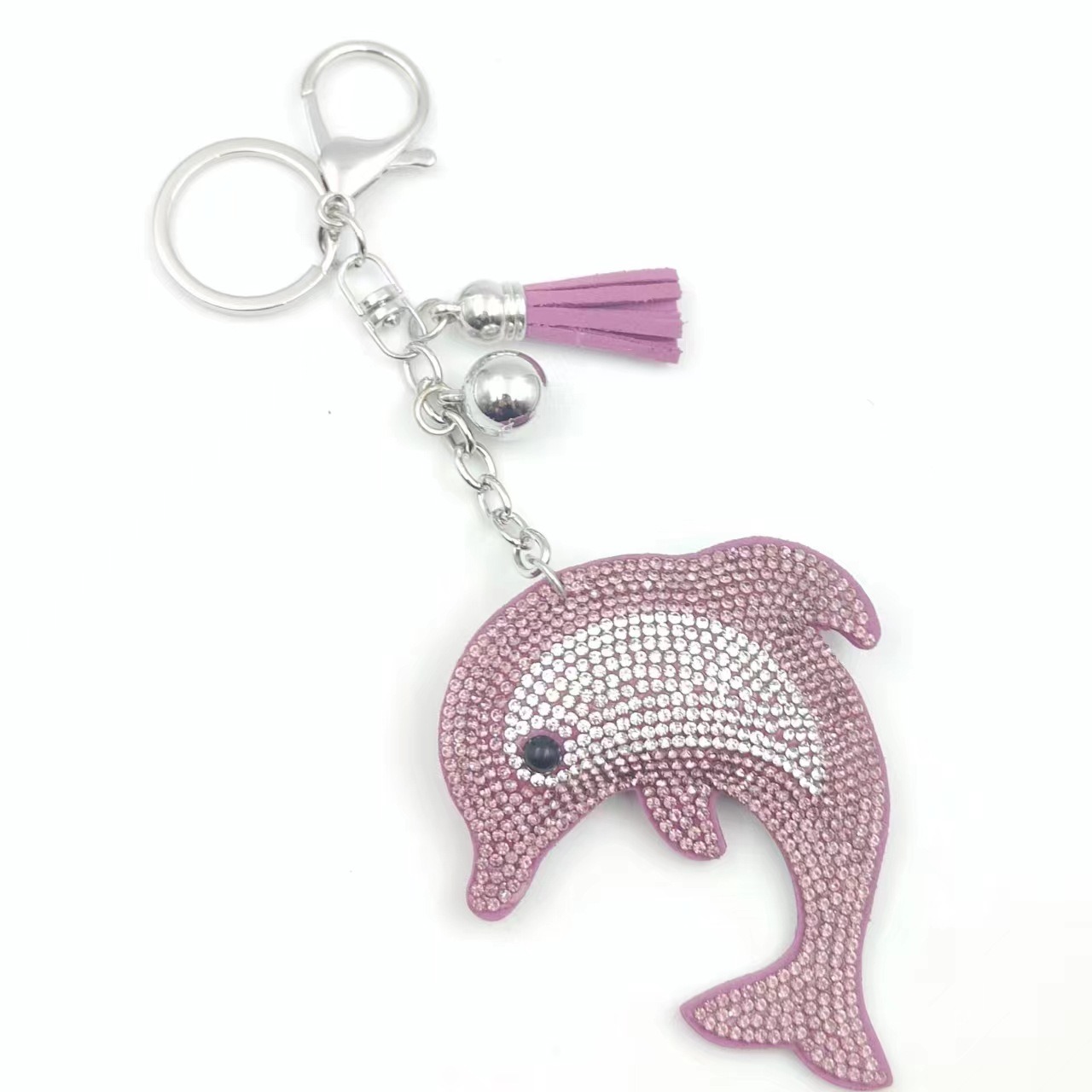 12色 ラインストーン イルカ キーホルダー 海洋 動物 キー