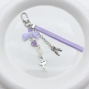 紫 バレエ少女 キーホルダー　バレエ雑貨　バレエキーホルダー  携帯ストラップ スマホストラップ