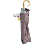 晴雨兼用ショートワイド傘 裏黒コーティング ダンガリー風切継プリント ブラウン×グレー