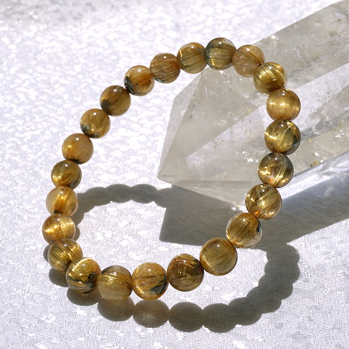 タイチンルチルクォーツ　8mm 4粒セット売り【t-001】天然石 タイチンルチルクォーツ8mm 4粒セット売りt-001天然石