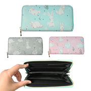 財布 ウォレット 長財布 ラウンドファスナー うさぎ 動物 刺繍 ワンポイント レディース コインケース