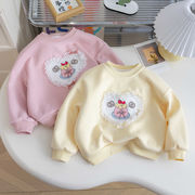 子供服　80~130cm　キッズトレーナー　レースハートパーカー　韓国キッズ服