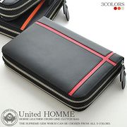 United HOMME　馬革ホースハイド　クロスカラーライン　特殊モデル　セカンドバッグ　UH-1766　3色