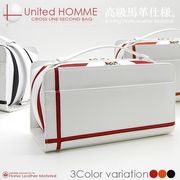 United HOMME　馬革ホワイトベース　クロスライン搭載モデル　BOX型タイプ　セカンドバッグ　UH-2175　3色
