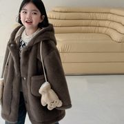 子供服　90~140cm　キッズコート　フェイクミンクウールコート　韓国キッズ服