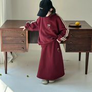 子供服　90~150cm　キッズトレーナー＋スカート　サイドストライプ　韓国キッズ服