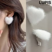 イヤリング レディース ファー シャギー ハート シンプル かわいい ガーリー 秋冬 かわいい ガーリー