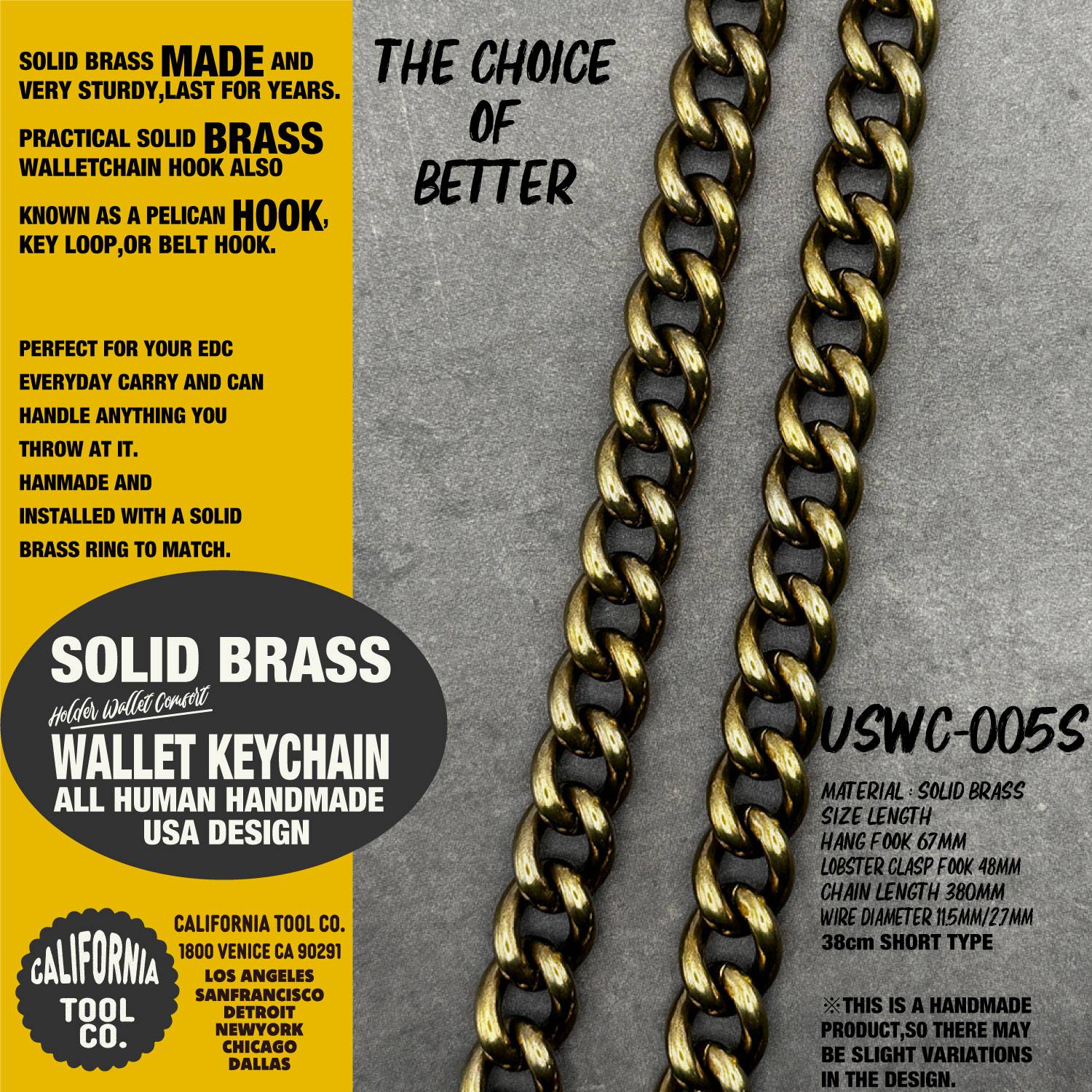SOLID BRASS WALLET CHAIN 真鍮 ブラス ウォレットチェーン 38cm