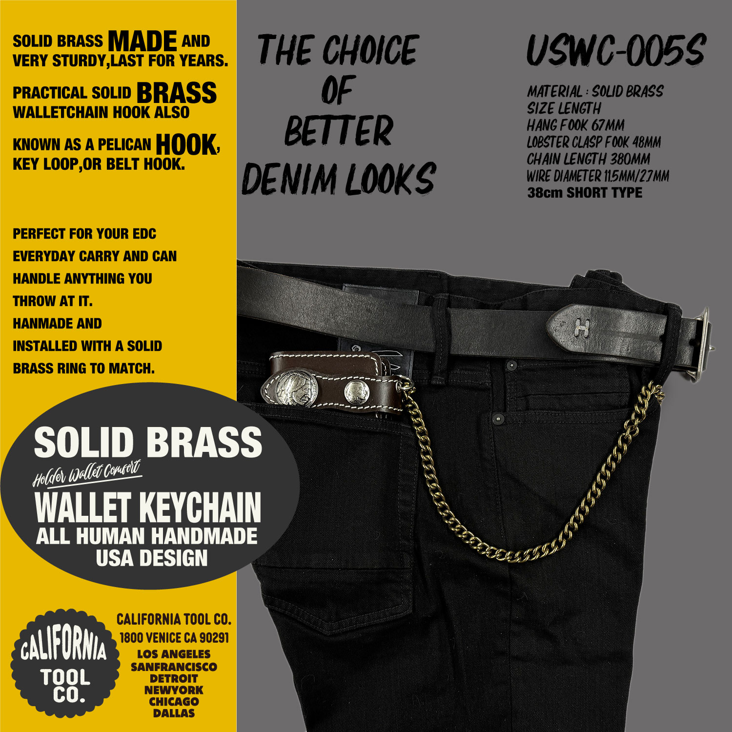 SOLID BRASS WALLET CHAIN 真鍮 ブラス ウォレットチェーン 38cm