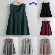 【2024年秋冬新作】レディース服　トップス　ベスト　ゆったり　ｖネック　ニット生地　お出かけ　7色展開