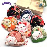 がま口財布 コインケース ミニ財布 小銭入れ 和風 猫型 かわいい 人気新作 人気新作　12*8cm