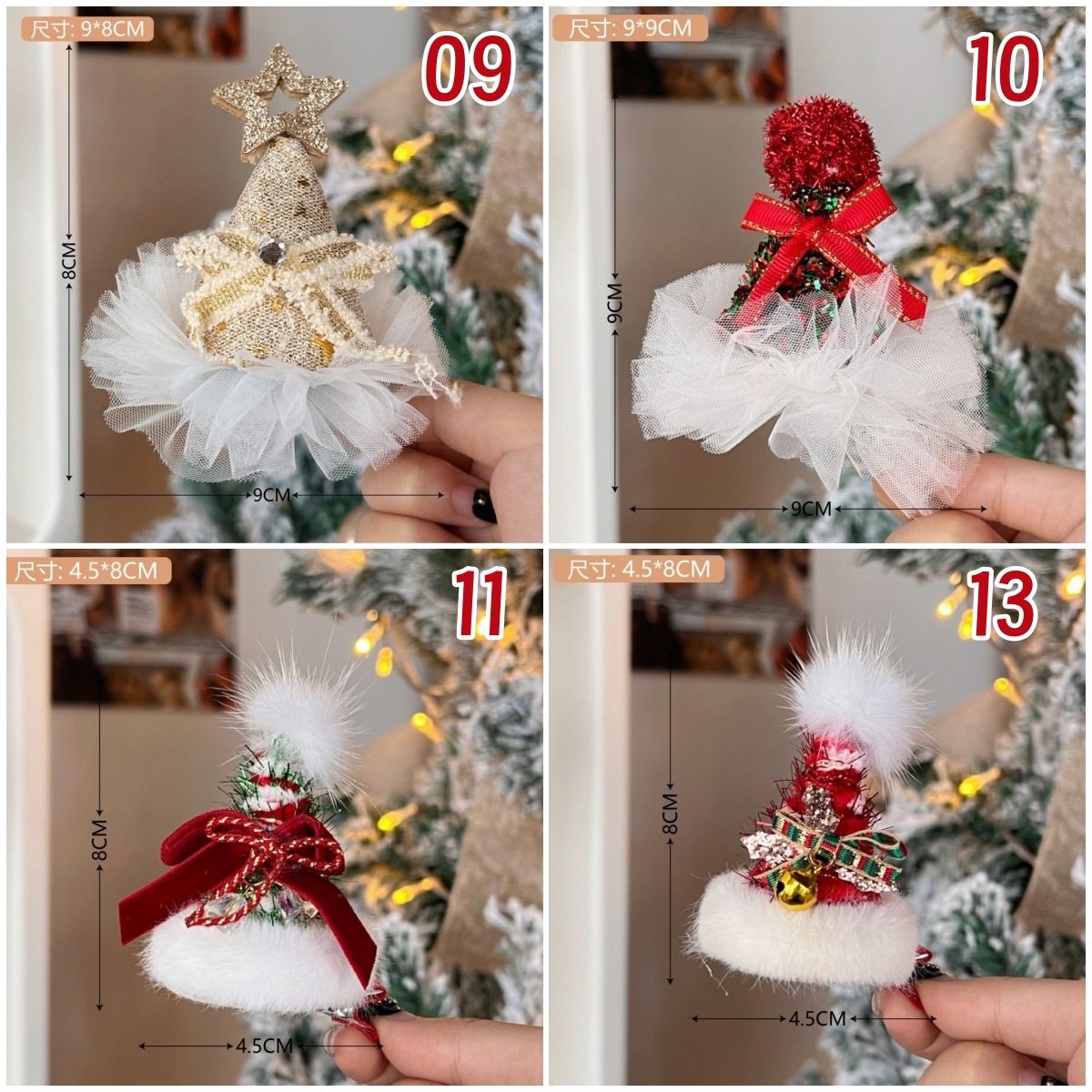 11色 秋冬 サンタ帽子ヘアピン クリスマス ヘアクリップ 大人 子供 髪