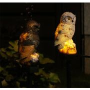 クーポン使用可能 ソーラーライト 樹脂 フクロウLEDライト 屋外照明 ガーデンライト 床挿しライト